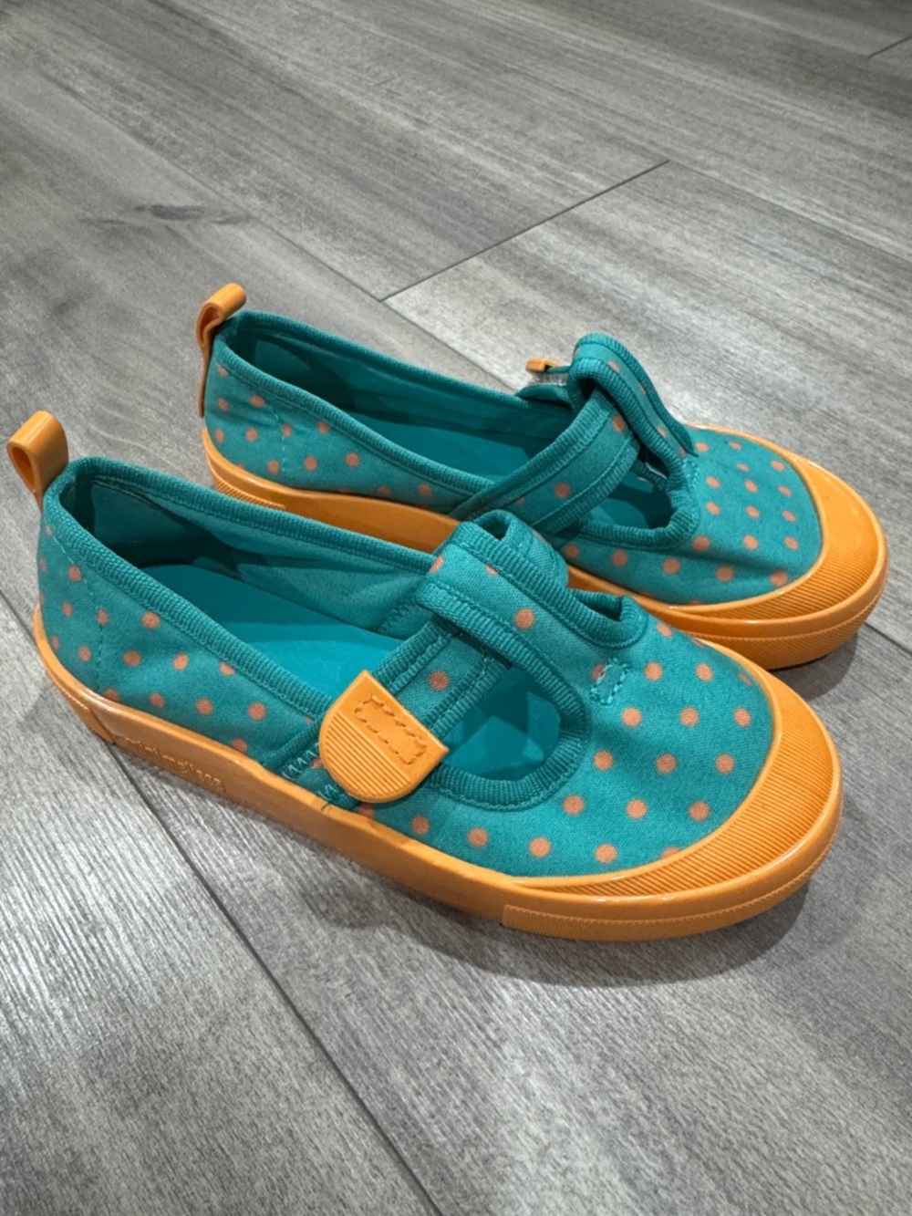 Mini Melissa Teal & Orange Polka Dot Slip-On Sneakers